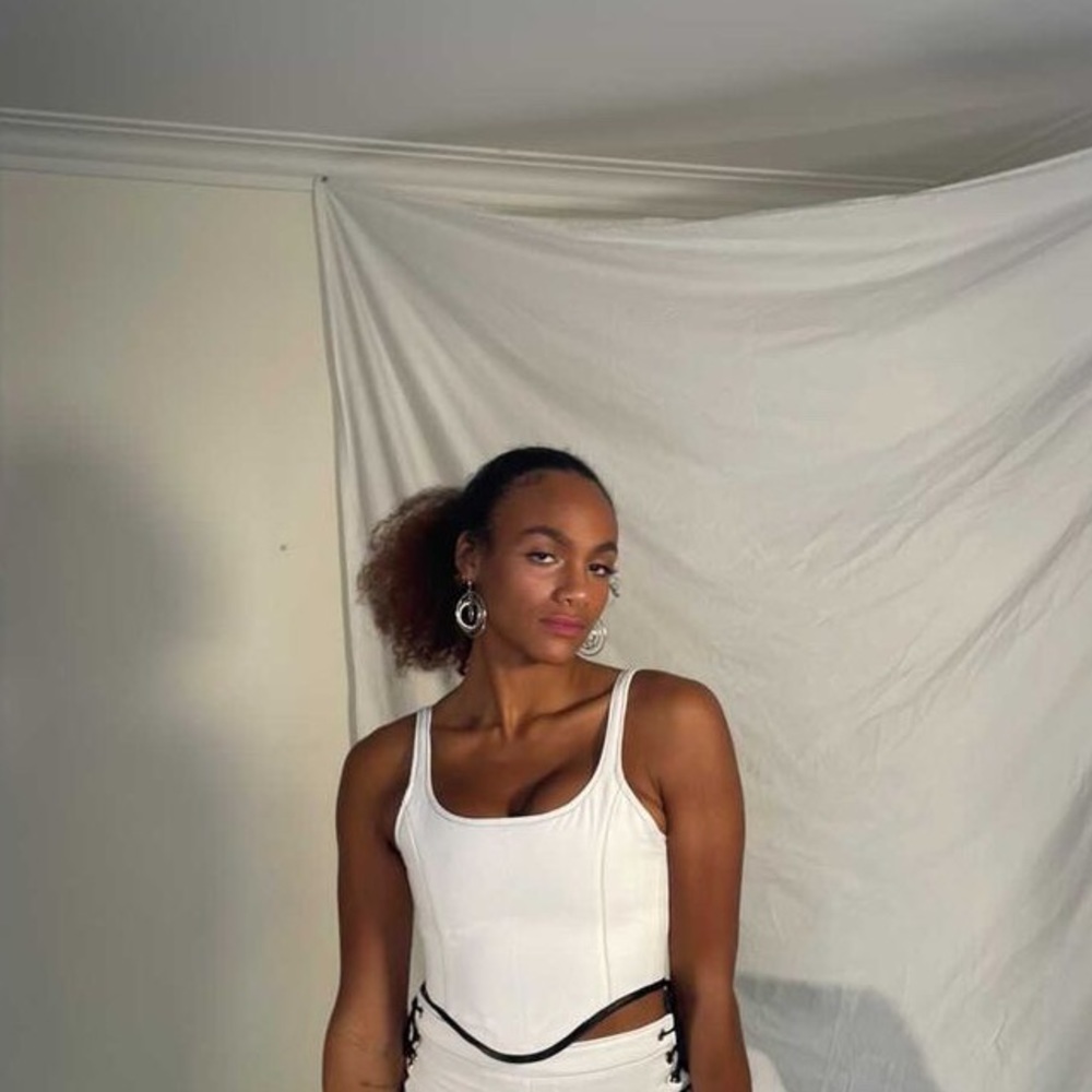 White Cotton Corset Made in Canada - Picture 1 of 9